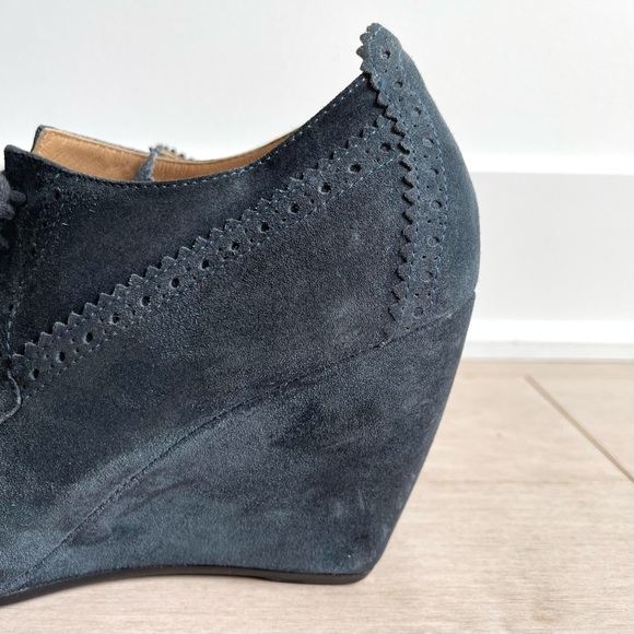 BALENCIAGA - Made in Italy Arena Suede Derby Lace-Up Blue Wedges Shoes - Picture 6 of 14